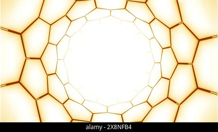 Animation de structure de NANOTUBES. Conception. Tunnel hexagonal sans fin. Banque D'Images