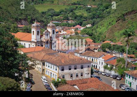 Photo de la vue panoramique d'Ouro Preto, Minas Gerais, Brésil Banque D'Images