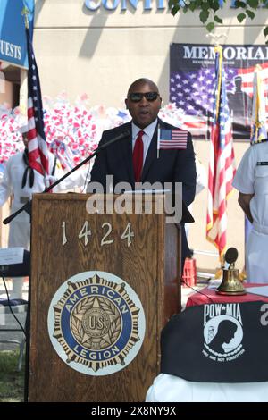 Forest Hills, New York, États-Unis, le 18 mai 2024 - Donovan Richards Queens Borough Président avec la Légion américaine Continental Post #1424 mène le Banque D'Images