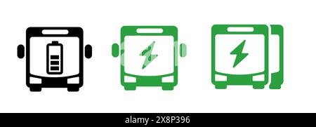 Bus électrique EV véhicule électrique symbole de signe d'icône de transport public Illustration de Vecteur