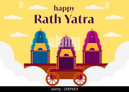 Illustration de fond de conception plate Happy Rath Yatra Illustration de Vecteur