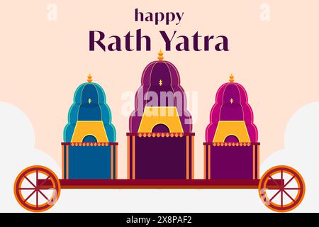 Happy Rath Yatra illustration de fond dans un style plat Illustration de Vecteur