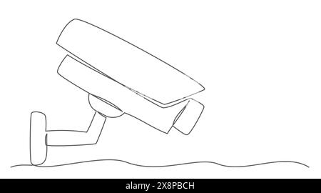 Caméra de sécurité dessin d'une ligne sur fond blanc Illustration de Vecteur