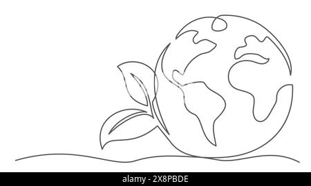 Dessin d'une ligne de la terre sur fond blanc Illustration de Vecteur