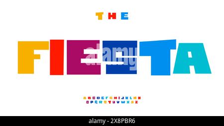 Alphabet de carnaval joyeux avec lettres colorées vives et vives. Police de style bloc inégal et ludique pour des logos éclatants et des titres ludiques Illustration de Vecteur