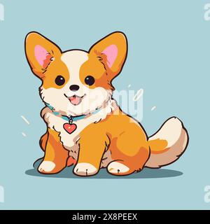 Illustration d'un corgi doux avec une queue agitée, sous forme vectorielle. Illustration de Vecteur