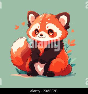 Illustration vectorielle adorable panda rouge Illustration de Vecteur