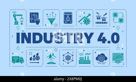 Concept de mot bleu clair de l'industrie quatre Illustration de Vecteur