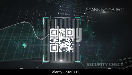 Image d'un code qr lumineux sur le traitement des données Banque D'Images