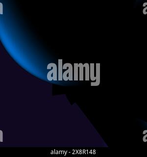 Gros plan détaillé présentant des motifs complexes et des textures sur un fond abstrait bleu et noir. Illustration de Vecteur