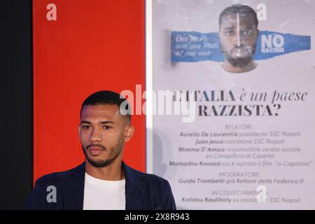 Trentola Ducenta, Italie, 27 mai 2024. Le footballeur Juan Jesus, de l'équipe de football de Naples, lors de la conférence "L'Italie est-elle un pays raciste?". Crédit : Marco Cantile/Alamy Live News Banque D'Images