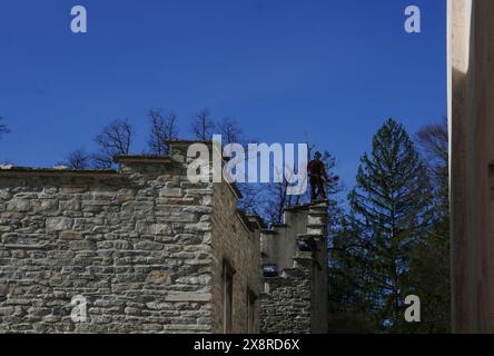 Village historique Santa Maria Maggiore en Italie a organisé chaque année le Festival International Chimney Sweep Banque D'Images