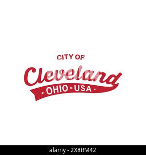 Design de lettrage de la ville de Cleveland. Cleveland, Ohio conception de typographie. Vecteur et illustration. Illustration de Vecteur