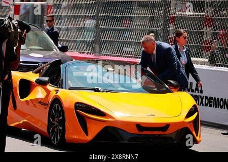 27 mai 2024, circuit de Monaco, Monte Carlo, Grand Prix de formule 1 Monaco 2024, sur la photo Prince Albert II dans un tramway McLaren. Banque D'Images