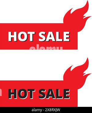 Forme carrée avec une flamme des bannières de vente chaude sur un fond blanc Illustration de Vecteur