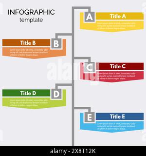 Eléments de conception infographique en cinq étapes. Modèle de conception infographique étape par étape. Illustration vectorielle Illustration de Vecteur