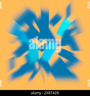 Voici une image de fond de rectangles bleus zoom flou sur un fond de couleur chaude. illustration 3d. Banque D'Images