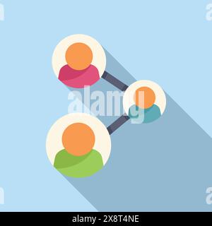 Illustration vectorielle d'icônes utilisateur simples connectées, symbolisant le réseautage et l'interaction avec les médias sociaux Illustration de Vecteur