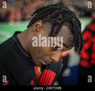 Berlin, Allemagne. 25 mai 2024. Jérémie Frimpong (Leverkusen) 1. FC Kaiserslautern - Bayer Leverkusen 25.05.2024 Copyright (nur für journalistische Banque D'Images