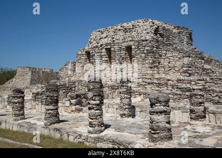 Templo de los Guerreros, Site archéologique maya Mayapan, Yucatan, Mexique Banque D'Images