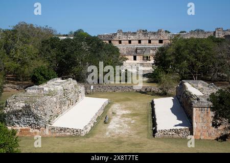 Ball, un site archéologique maya de Uxmal, Yucatan, Mexique Banque D'Images