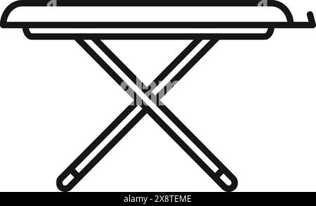 Dessin au trait noir et blanc d'une planche à repasser minimaliste, adapté aux icônes et aux infographies Illustration de Vecteur