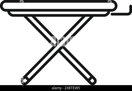 Icône de ligne noire d'une planche à repasser, isolée sur un fond blanc, représentant les tâches ménagères Illustration de Vecteur