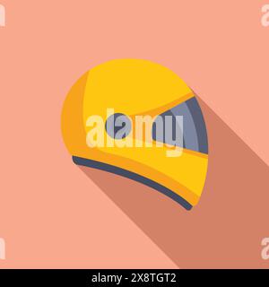 Illustration vectorielle de conception plate d'un casque de moto jaune vif avec effet d'ombre Illustration de Vecteur