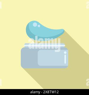 Illustration vectorielle mignonne et simple d'un oiseau bleu stylisé perché sur un pot gris avec une ombre douce Illustration de Vecteur