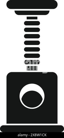 Illustration simplifiée d'un cric mécanique de voiture dans un schéma de couleurs noir et blanc audacieux Illustration de Vecteur
