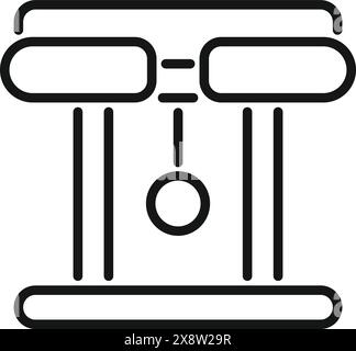 Illustration vectorielle en noir et blanc de l'icône de ligne d'échelle de justice représentant l'égalité juridique et l'impartialité dans le système de salle d'audience, avec une conception graphique simple et minimale Illustration de Vecteur