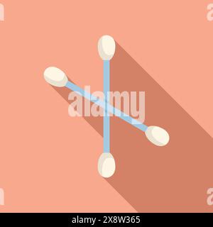Design épuré et plat de deux cotons-tiges bleus croisés sur un fond pastel Illustration de Vecteur