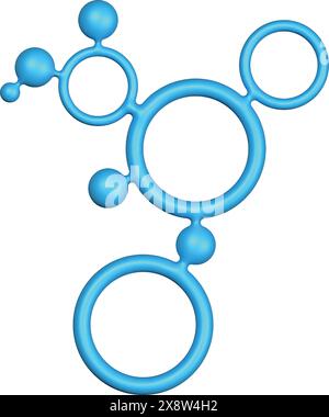 Conception abstraite d'une structure moléculaire avec des boucles bleues interconnectées. Illustration de Vecteur