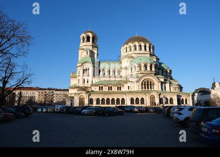 Sofia, Bulgarie - 31 janvier 2024. Cathédrale de. Alexander Nevsky vue latérale Banque D'Images