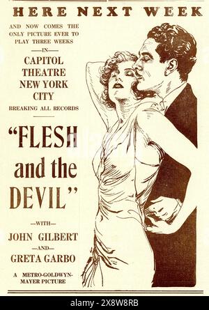 Ad Art de GRETA GARBO et JOHN GILBERT dans FLESH AND THE DEVIL 1926 réalisateur CLARENCE BROWN roman HERMANN SUDERMANN Metro Goldwyn Mayer Banque D'Images