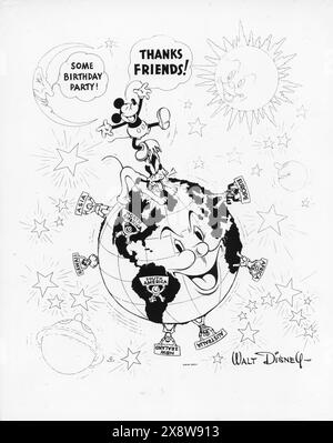 MICKEY MOUSE publicité pour le 7e anniversaire 1935 Walt Disney Productions / United Artists Banque D'Images