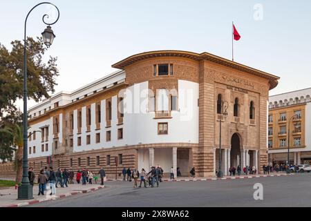 Rabat, Maroc - janvier 25 2019 : la Banque Al-Maghrib est la banque centrale du Royaume du Maroc. Il a été fondé en 1959 comme successeur de la 'B. Banque D'Images