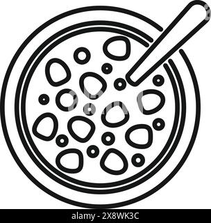 Illustration noire et blanche d'une boîte de Pétri montrant la croissance bactérienne et une boucle d'échantillonnage Illustration de Vecteur