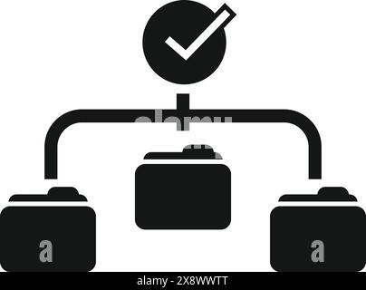 Diagramme de flux noir simplifié illustrant l'approbation du projet avec une icône de coche Illustration de Vecteur