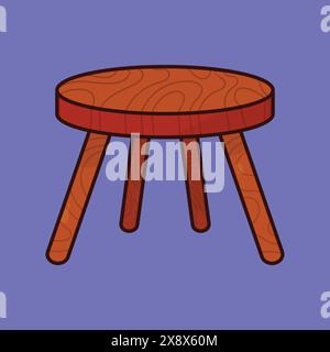 Vecteur d'icône de chaise ronde en bois. dessin animé de chaise d'illustration de meubles en bois Illustration de Vecteur