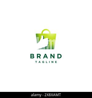 Green Bag logo Design avec Silhouette pouce à l'intérieur. Silhouette du pouce sur l'icône de sac à provisions. Illustration de Vecteur