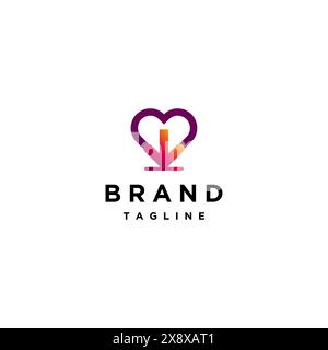 Simple Télécharger Happiness logo Design. symbole de coeur avec logo d'icône de téléchargement. Illustration de Vecteur