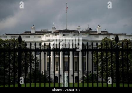 Washington, États-Unis. 27 mai 2024. Une vue générale de la Maison Blanche, à Washington, DC, le lundi 27 mai, 2024. (Graeme Sloan/Sipa USA) crédit : Sipa USA/Alamy Live News Banque D'Images