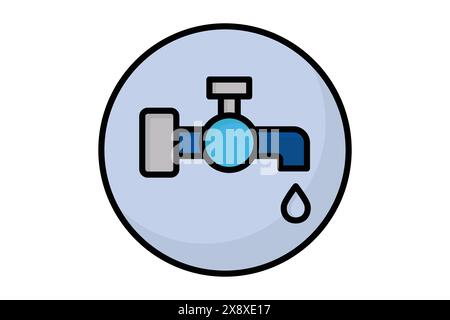 Icône d'alimentation en eau. robinet d'eau. icône associée aux utilitaires. style d'icône de contour coloré. illustration vectorielle des éléments utilitaires Illustration de Vecteur