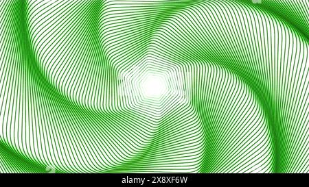 Arrière-plan de motif en spirale tournant vert animé. Conception. Lignes tremblantes créant un effet de pépin. Banque D'Images