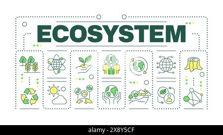Concept de mot d'écosystème isolé sur blanc Illustration de Vecteur