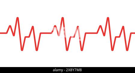 modèle de vecteur de ligne d'impulsion sur dos blanc. Modèle de vecteur d'impulsion de battement cardiaque médical de santé de conception artistique. Pouls cardiaque. Couleurs rouge et blanc. Illustration de Vecteur