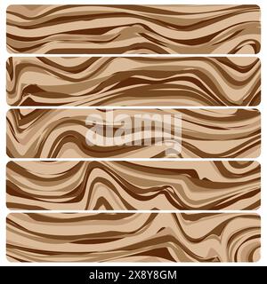 Cinq planches de bois. Texture de bois abstraite vectorielle dans un design plat. Illustration de Vecteur