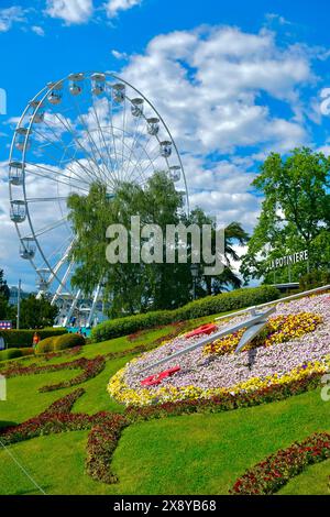 Suisse, Canton de Genève, Genève, le jardin anglais, l'horloge des fleurs Banque D'Images