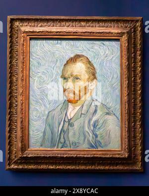 France, Paris, zone classée au Patrimoine mondial de l'UNESCO, Musée d'Orsay, église d'Auvers sur Oise, portrait de l'artiste (1889) Autoportrait de Vincent Banque D'Images